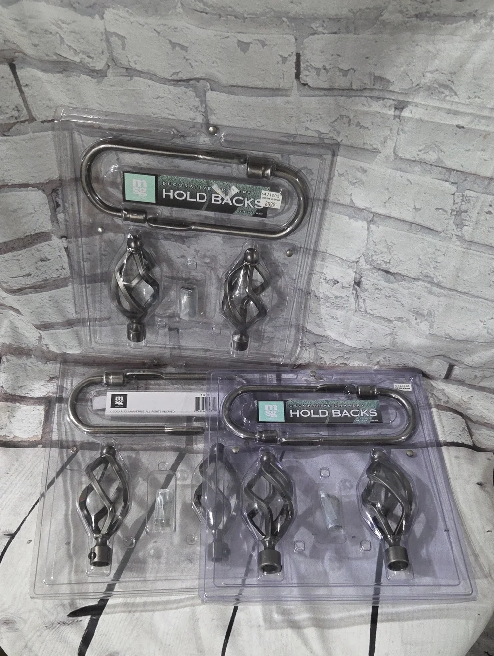Decorative Holdbacks in Brushed Silver - Set of Curtain Holdbacks